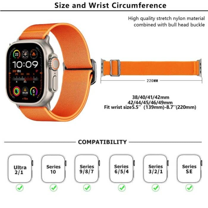 Kalebol Bull Bead Buckle Elastic Nylon Watch Band, For Apple Watch 46mm / 49mm / 45mm / 44mm, For Apple Watch 42mm / 41mm / 40mm / 38mm – Bild 3