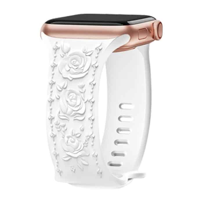 Kalebol 8-shaped Buckle Rose Embossed Silicone Watch Band, For Apple Watch 46mm / 49mm / 45mm / 44mm, For Apple Watch 42mm / 41mm / 40mm / 38mm – Bild 1