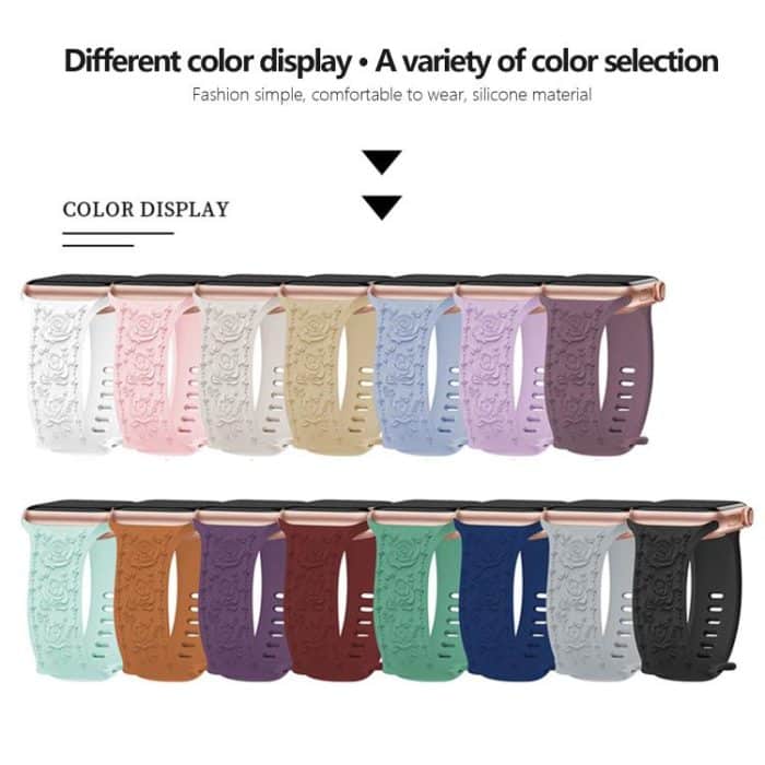 Kalebol 8-shaped Buckle Rose Embossed Silicone Watch Band, For Apple Watch 46mm / 49mm / 45mm / 44mm, For Apple Watch 42mm / 41mm / 40mm / 38mm – Bild 3