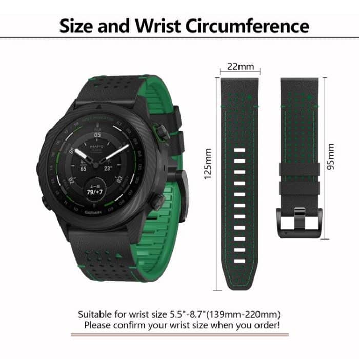 Kalebol Dot Hole Silicone Leather Quick Release Watch Band, For Garmin Fenix 7X 26mm, For Garmin Fenix 7 22mm – Bild 3