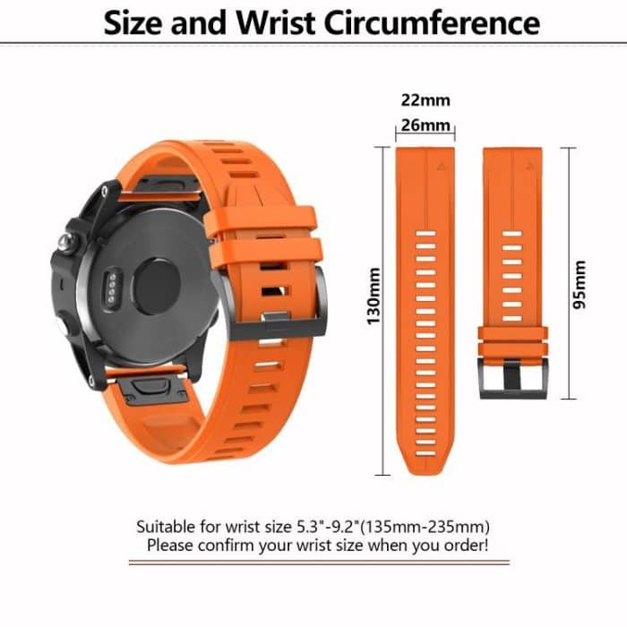 Kalebol Plain Texture Silicone Watch Band, For Garmin QuickFit 22mm, For Garmin QuickFit 26mm – Bild 4