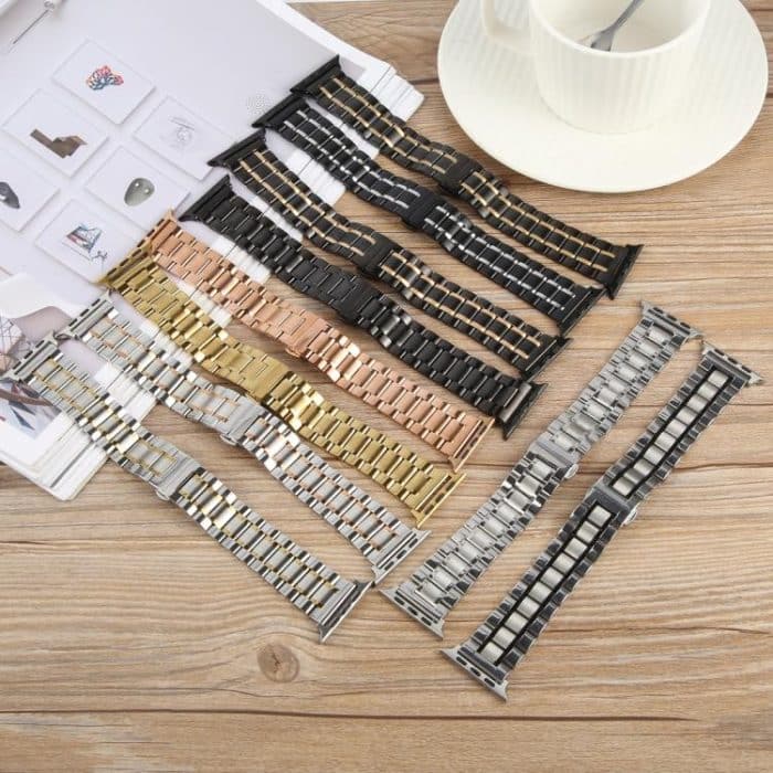 Butterfly Buckle New Five Beads Stainless Steel Watch Band – Bild 3