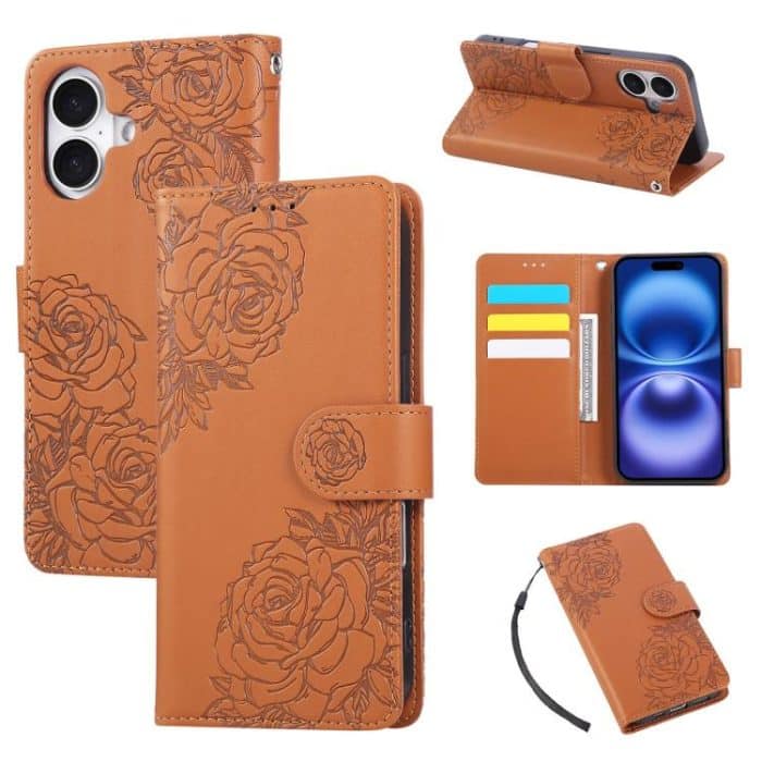EDA007810017A-3.jpg Rose Flower Embossed 3-Card Slots Leather Phone Case, For iPhone 16, For iPhone 15 Pro Max, For iPhone 15 Pro, For iPhone 15 Plus / 14 Plus – Bild 1