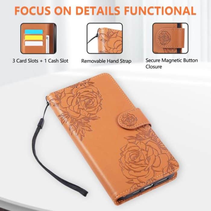 Rose Flower Embossed 3-Card Slots Leather Phone Case, For iPhone 16, For iPhone 15 Pro Max, For iPhone 15 Pro, For iPhone 15 Plus / 14 Plus – Bild 7