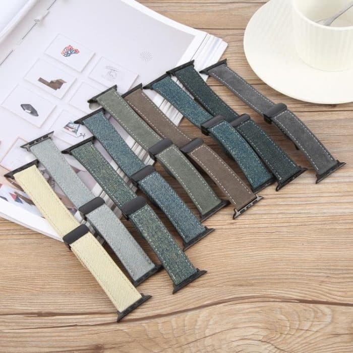 Folding Magnetic Buckle Denim Leather Watch Band – Bild 3