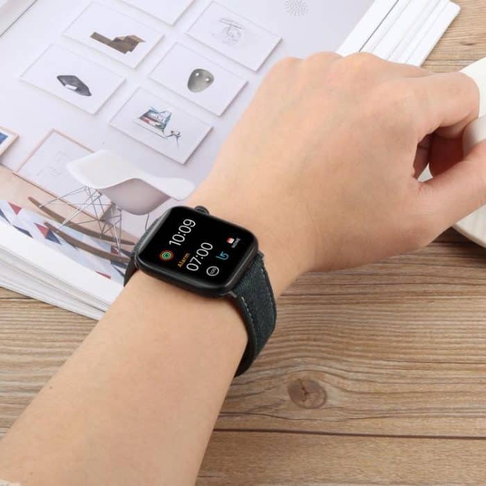 Folding Magnetic Buckle Denim Leather Watch Band – Bild 4