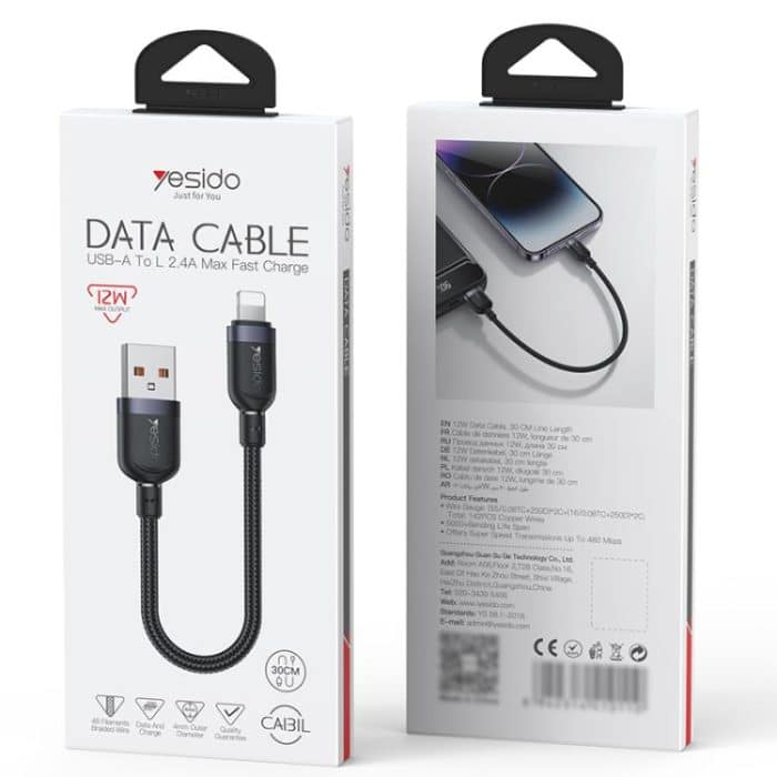 Yesido 12W 2.4A USB to 8 Pin Charging Data Cable – Bild 11