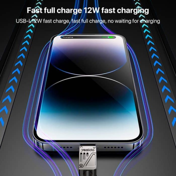 Yesido CA135L 12W 2.4A USB to 8 Pin Zinc Alloy Data Cable – Bild 3