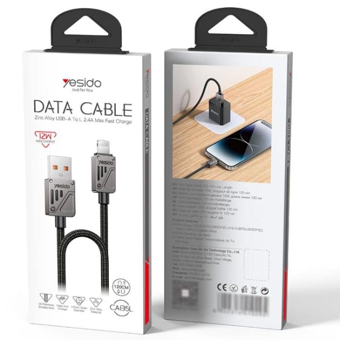 Yesido CA135L 12W 2.4A USB to 8 Pin Zinc Alloy Data Cable – Bild 10