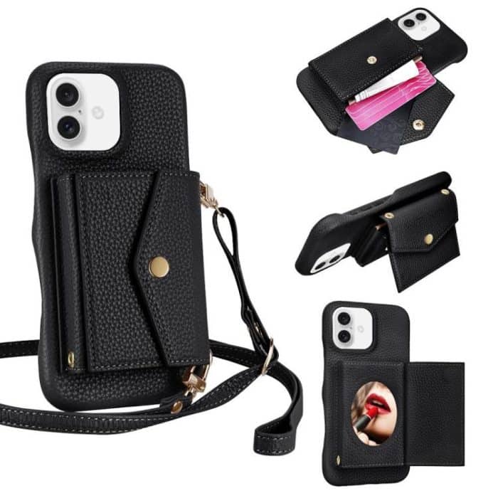 EDA007882204A-1.jpg Litchi Texture Horizontal Card Bag Holder Phone Case with Long Lanyard, For iPhone 13 Pro Max, For iPhone 13 Pro, For iPhone 12 / 12 Pro, For iPhone 12 Pro Max – Bild 1