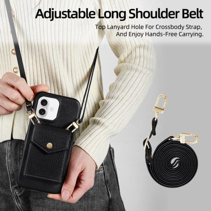 Litchi Texture Vertical Card Bag Holder Phone Case with Long Lanyard, For iPhone 13 Pro Max, For iPhone 13 Pro, For iPhone 12 / 12 Pro, For iPhone 12 Pro Max – Bild 7