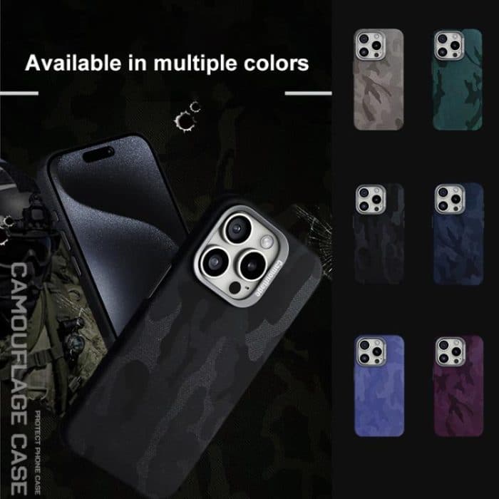 Camouflage Leather Metal Frame MagSafe PC Phone Case, For iPhone 12 Pro Max – Bild 9