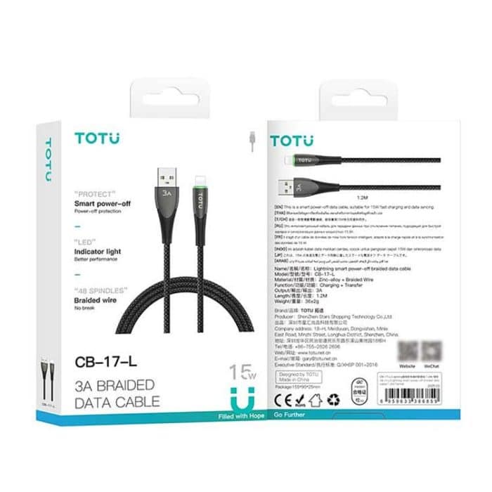 TOTU CB-17-L 15W USB to 8 Pin Smart Power-off Data Cable – Bild 2