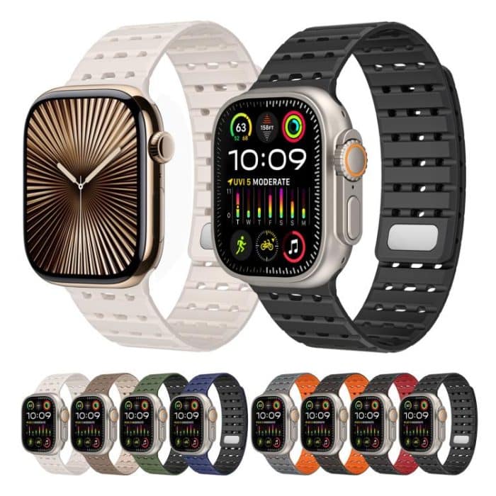 Two-Tone Breathable Magnetic Silicone Watch Band, For Apple Watch 46mm / 49mm / 45mm / 44mm, For Apple Watch 42mm / 41mm / 40mm / 38mm – Bild 2