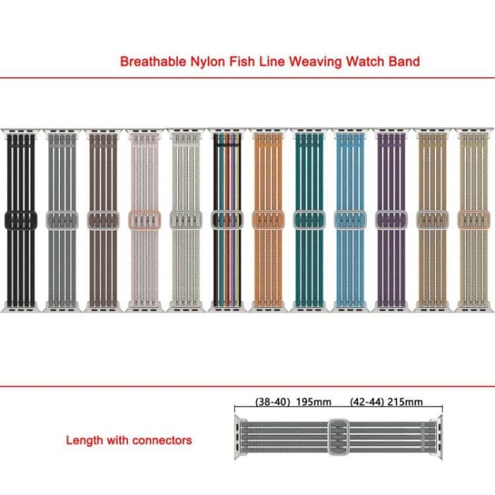 Breathable Nylon Fish Line Weaving Watch Band, For Apple Watch 46mm / 49mm / 45mm / 44mm, For Apple Watch 42mm / 41mm / 40mm / 38mm – Bild 4