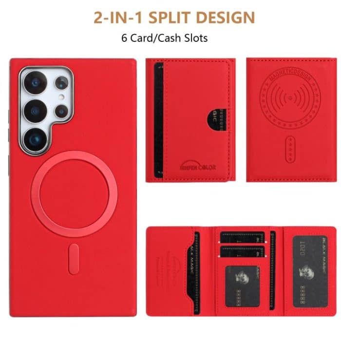 Solid Color Horizontal Magnetic Card Bag RFID MagSafe Phone Case – Bild 4