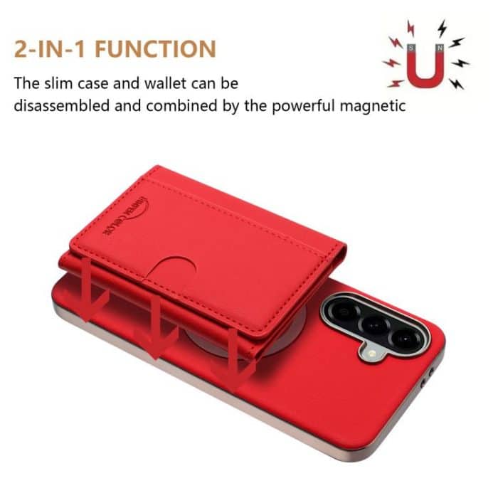 Solid Color Horizontal Magnetic Card Bag RFID MagSafe Phone Case – Bild 2