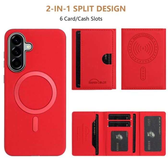 Solid Color Horizontal Magnetic Card Bag RFID MagSafe Phone Case – Bild 4