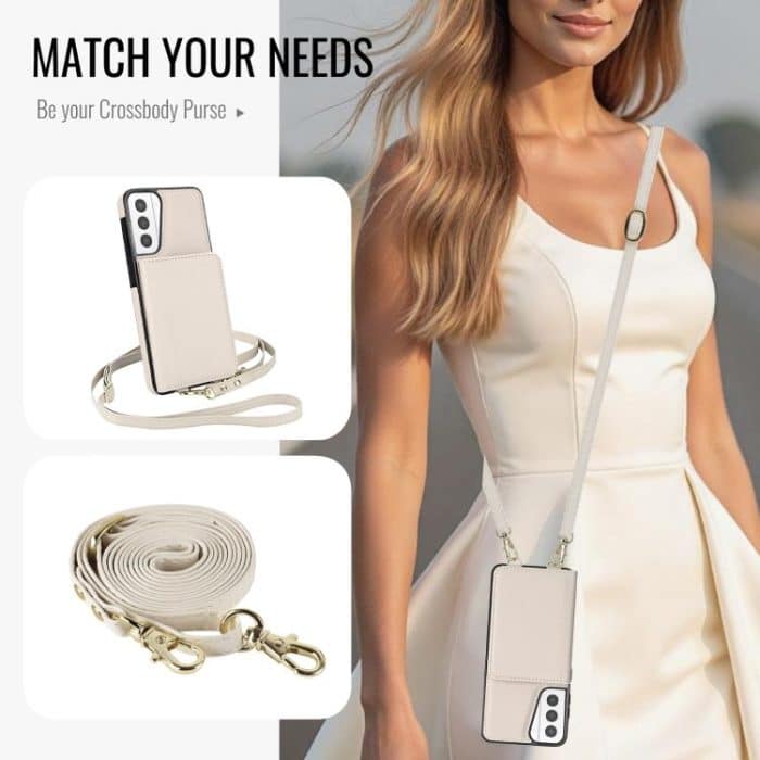 Crossbody Dual-buckle Wallet RFID Back Leather Phone Case – Bild 4