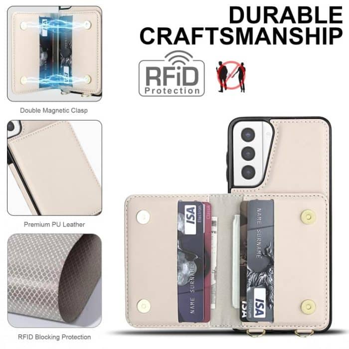 Crossbody Dual-buckle Wallet RFID Back Leather Phone Case – Bild 5