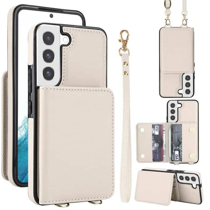 Crossbody Dual-buckle Wallet RFID Back Leather Phone Case – Bild 1