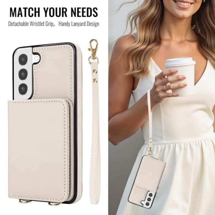 Crossbody Dual-buckle Wallet RFID Back Leather Phone Case – Bild 3