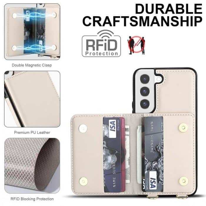 Crossbody Dual-buckle Wallet RFID Back Leather Phone Case – Bild 5