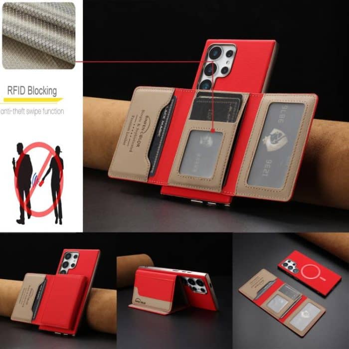 Colour Matching Horizontal Magnetic Card Bag RFID MagSafe Phone Case – Bild 7