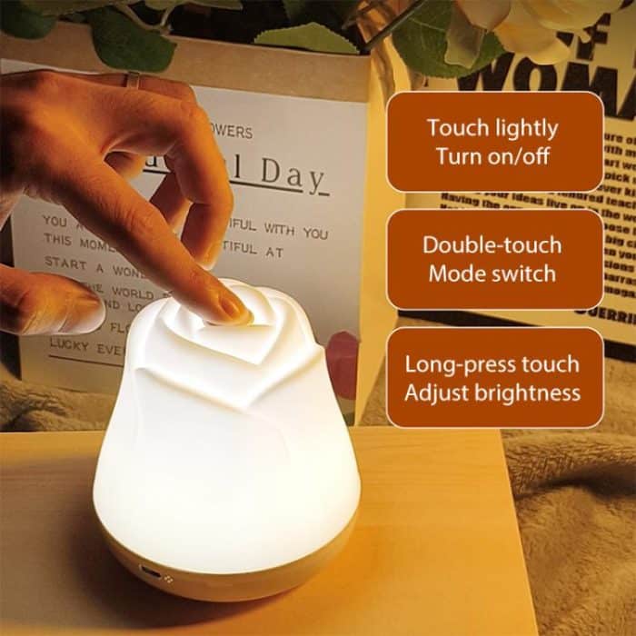 3W Rose Night Light Bedside Touch Sensor Ambient Lighting – Bild 5