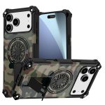 Camouflage Kickstand Rotating Shaft MagSafe Phone Case, For iPhone 16 Pro Max, For iPhone 16 Pro, For iPhone 16 Plus