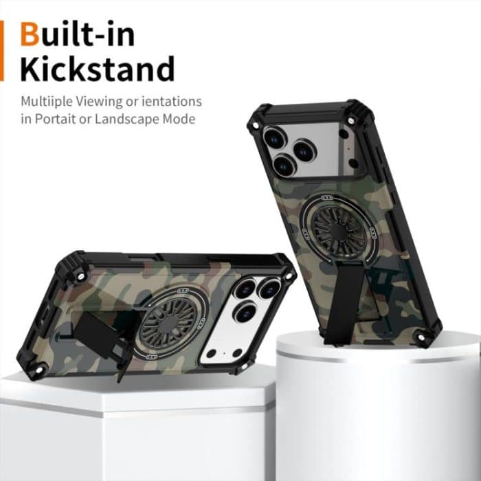 Camouflage Kickstand Rotating Shaft MagSafe Phone Case, For iPhone 16 Pro Max, For iPhone 16 Pro, For iPhone 16 Plus – Bild 2