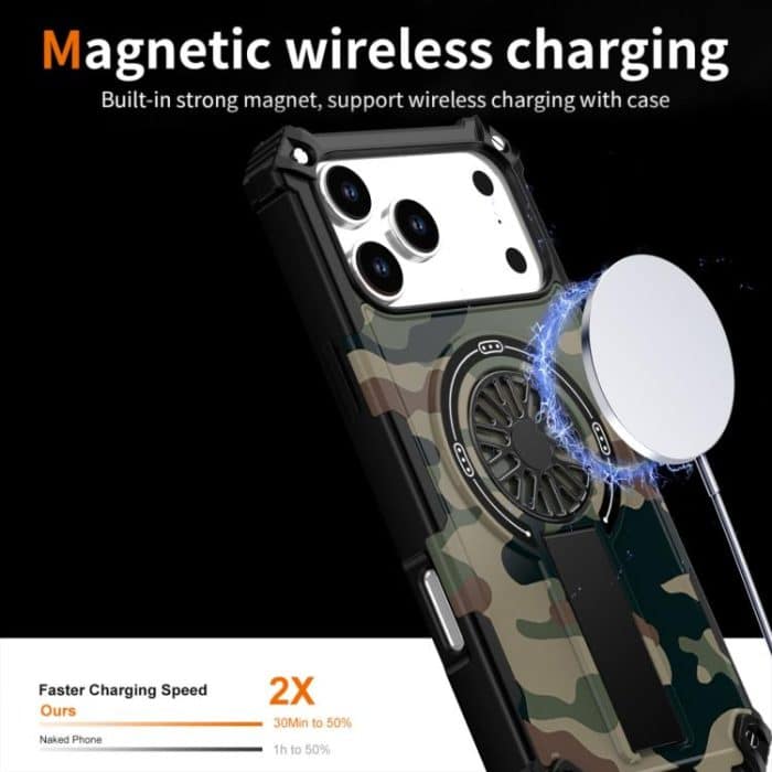 Camouflage Kickstand Rotating Shaft MagSafe Phone Case, For iPhone 16 Pro Max, For iPhone 16 Pro, For iPhone 16 Plus – Bild 3