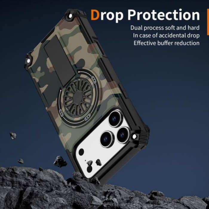 Camouflage Kickstand Rotating Shaft MagSafe Phone Case, For iPhone 16, For iPhone 15 Pro Max, For iPhone 15 Pro – Bild 5