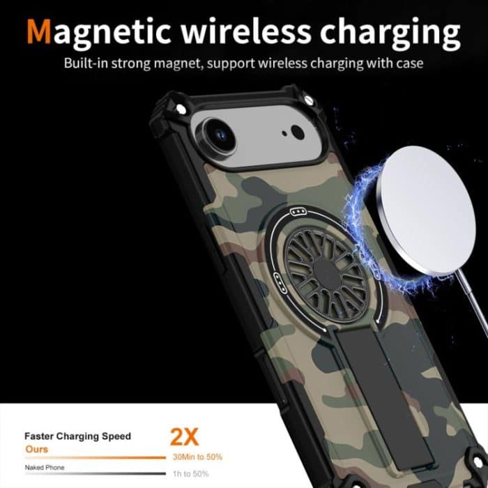 Camouflage Kickstand Rotating Shaft MagSafe Phone Case, For iPhone 15 Plus, For iPhone 15, For iPhone 14 Plus – Bild 3