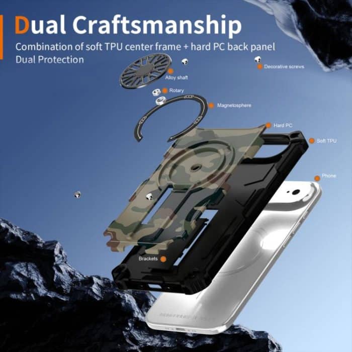 Camouflage Kickstand Rotating Shaft MagSafe Phone Case, For iPhone 15 Plus, For iPhone 15, For iPhone 14 Plus – Bild 6