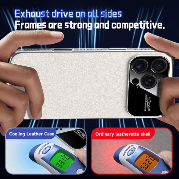 Soft Armor Cooling Plain Leather Hybrid PC Phone Case, For iPhone 14 Pro Max, For iPhone 13 Pro Max, For iPhone 13 Pro, For iPhone 13 – Bild 5