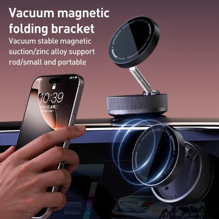 K10A Three-axis Folding Vacuum Adsorption Magnetic Car Phone Holder, K10A (White), K10A (Black), K10A (Grey) – Bild 2