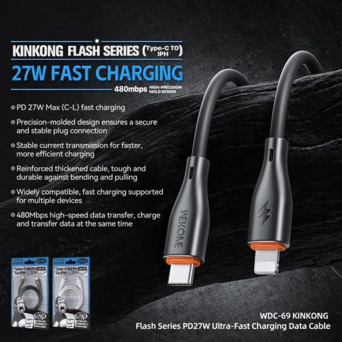 WK WDC-69 Kinkong Flash Series 1m PD27W PVC Fast Charging Data Cable – Bild 4