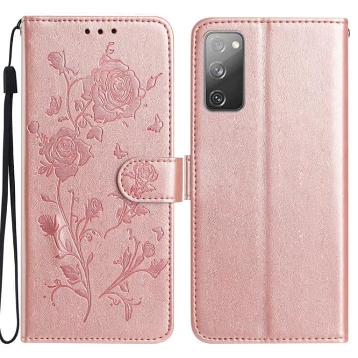 Rose Flower Embossing Pattern Leather Phone Case – Bild 1
