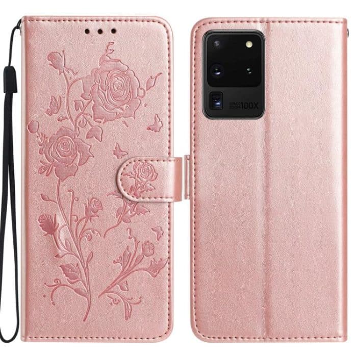 Rose Flower Embossing Pattern Leather Phone Case – Bild 1
