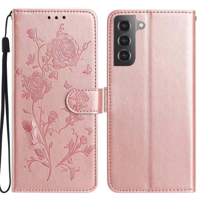 Rose Flower Embossing Pattern Leather Phone Case – Bild 1