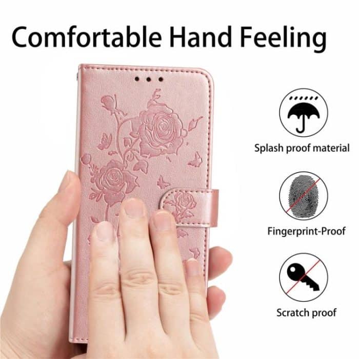 Rose Flower Embossing Pattern Leather Phone Case – Bild 8