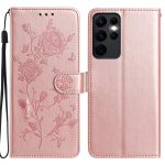 Rose Flower Embossing Pattern Leather Phone Case