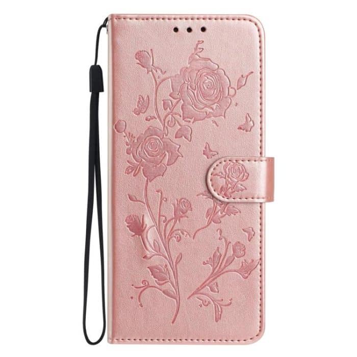 Rose Flower Embossing Pattern Leather Phone Case – Bild 2
