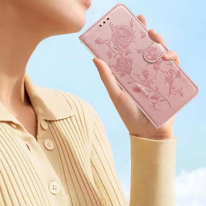 Rose Flower Embossing Pattern Leather Phone Case – Bild 10