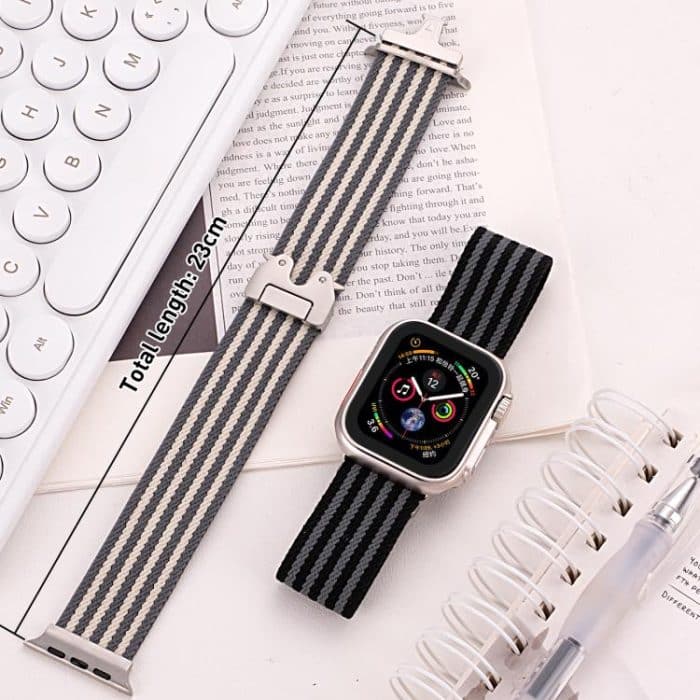 xDfind Parachute Buckle 3-Stripe Braided Nylon Watch Band, For Apple Watch 42 / 44 / 45 / 46 / 49mm, For Apple Watch 38 / 40 / 41 / S10 42mm – Bild 7