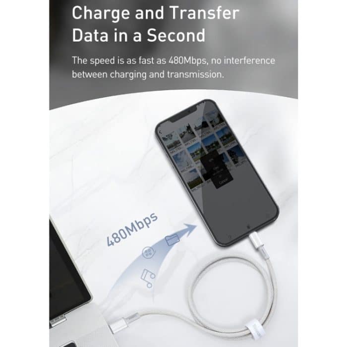 Baseus 20 W Typ-C / USB-C auf 8 Pin PD Hochdichtes geflochtenes Schnelllade-Datenkabel, Länge: 2 m – Bild 10