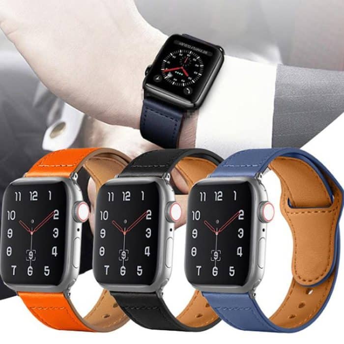 Reverse Buckle Genuine Leather Watch Band, For Apple Watch 46mm / 49mm / 45mm / 44mm, For Apple Watch 42mm / 41mm / 40mm / 38mm – Bild 7