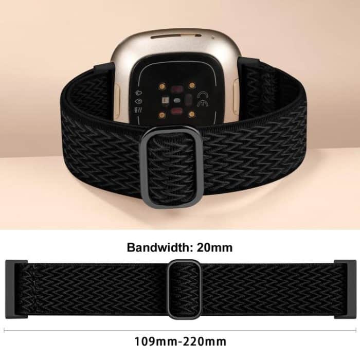 xDfind Wavy Nylon Braided Stretch Watch Band with Adjustment Buckle, For Fitbit Versa 4 / 3 / Sense2 / 1 – Bild 3