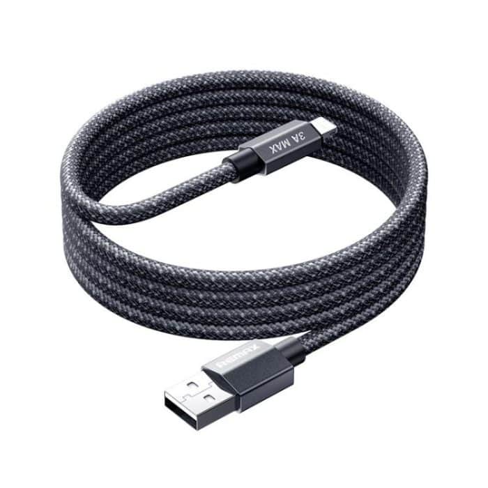EDA008395901A.jpg REMAX CB01 3A USB to 8 Pin Aluminum Alloy Braided Fast Charging Data Cable with LED Light, Length: 1.2m – Bild 1